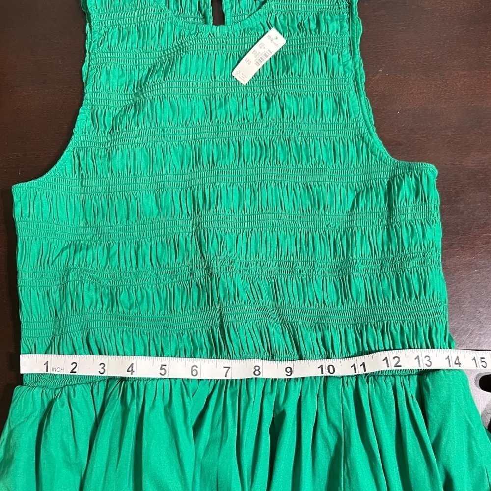 NWT Madewell Smocked Bodice Midi Dress Green Sleeveless Spring Wedding Guest - Picture 7 of 16